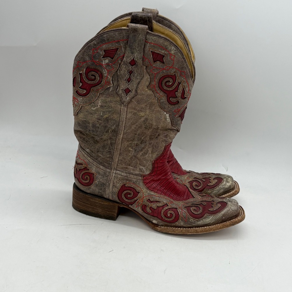 Corral Red and Brown Heeled Western Boots